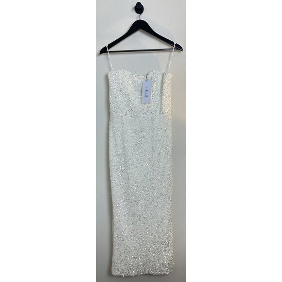 HELSI Leslie Strapless Sequin Column Midi Dress in White Size Large NWT - Picture 4 of 15
